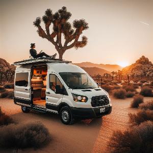 Ford Transit camper van, van life in Joshua Tree at sunset (26)